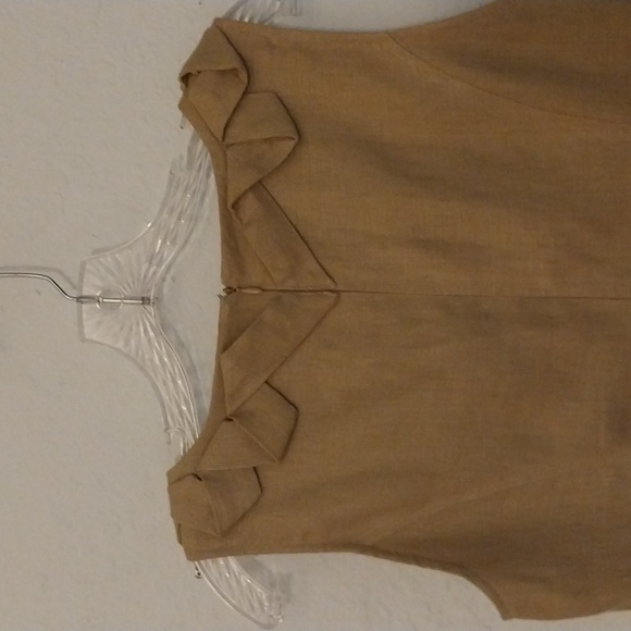 ADRIANNE PAPPELL Dress Sheath Linen Tan Sleeveless Size 4 - Picture 8 of 15